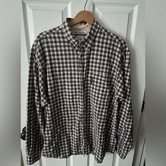 Columbia Men's Button Down Shirt Size  XXL flannel Brown Plaid Long Sleeve - Picture 1 of 5